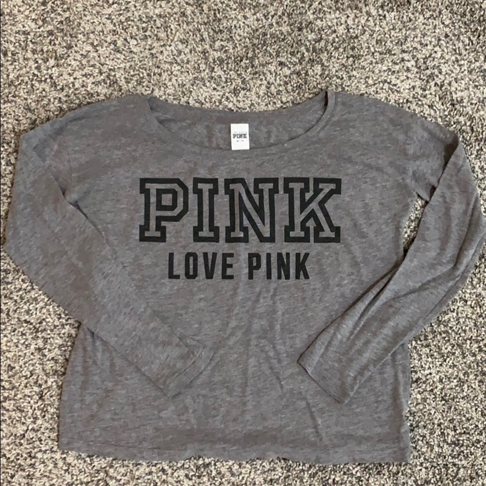 PINK Gray Pajama Top